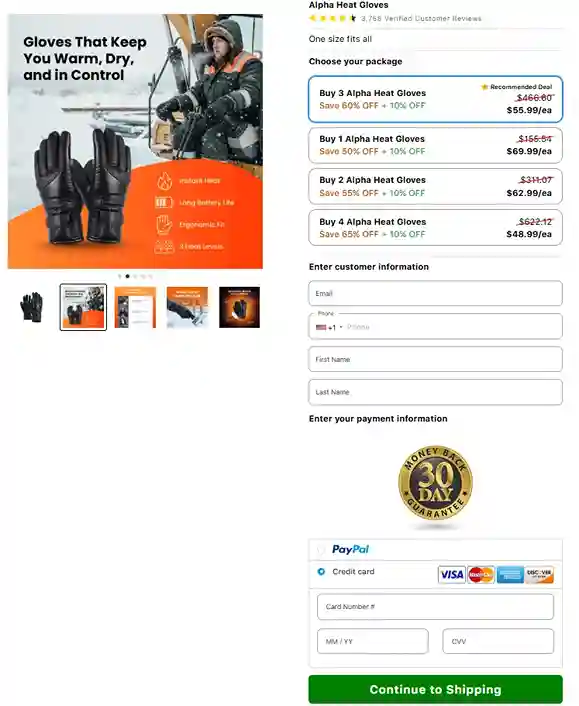 Alpha Heat Gloves Order Page